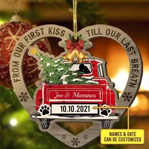71eoOiFgtvL._AC_SL1500 Goodsright Decor Personalized from Our First Kiss Till Our Last Breath Ornament - Married Couples Wedding Christmas Ornament, Wooden Ornament, Pack 3