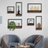 Goodsright Decor 6 Sets Rustic Floating Shelves,Wooden Storage Shelf with Metal Frame, Wall-Mounted Wood Display, Wall Hanging Decor, Home Decor for Living Room, Bedroom, Kitchen, Office