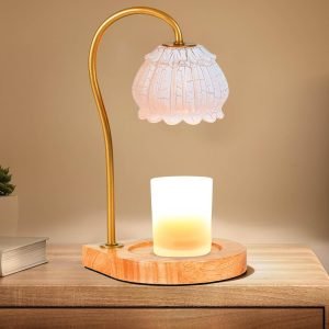 Goodsright Decor Candle Warmer Lamp with Timer, Dimmable Candle Warmer Lantern Light, Electric Glass Shade Jar Candle Warming Holders for Home Decoration Valentine's Day Gift, Bright Blue