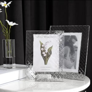 Goodsright Decor 5x7Inch Wedding Frame of Keepsake Photo Frames, Picture Frames with Embossed Design, Tabletop Display Decor Frame(Fit 5x7 Max Photos), Clear with Gift Box