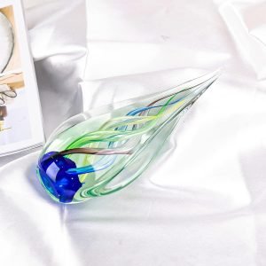 71j7JgBb70L._AC_SL1500 Goodsright Decor 9" Tall Glass Sculpture Hand Blown Glass Decor, Glass Paperweight for Office Desk, Modern Glass Art Figurines Mediterranean Beach House Decor, Home Living Room Coffee Table Shelves Table Top Decor