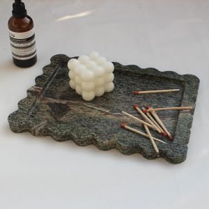 Goodsright Decor Natural Luxury Scalloped Marble Tray 10.8"x8", Green Rectangle Vanity Tray for Bathroom Kitchen Counter, Decorative Tray for Dresser Home Decor