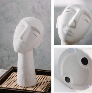 Goodsright Decor Abstract Statue for Home Decor, Ceramic Head Sculpture,Decorative Office White Figurine, Home Decorations for Living Room Shelf Decor Accents, 14 Inch