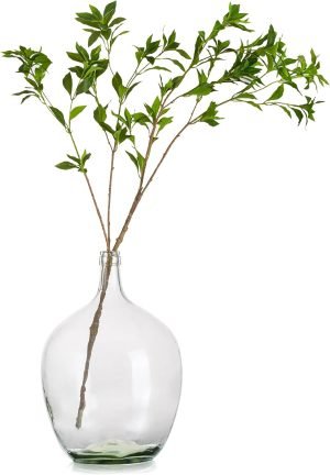 Goodsright Decor Large Glass Tall Floor Vase, 15in Glasseam Farmhouse Clear Vase Decor, Oversized Modern Big Jug Vase, Recycled Blown Decorative Pampas Vase for Flowers Living Room Home Decorations