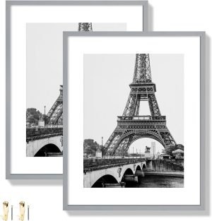 71kpqNhPQ-L._AC_SL1500 Goodsright Decor 18x24 Aluminum Picture Frame Set of 2 - Displays Poster 16x20 with Mat or 18 x 24 without Mat, Black Metal Gallery Frame, Wall Horizontal or Vertical Display - Wall Hook Included