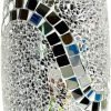 Goodsright Decor Decorative Shine Vase Stunning Handmade Mosaic Crackle Glass House Decor Table Centerpieces Modern Room Decoration (Hu-Silver)