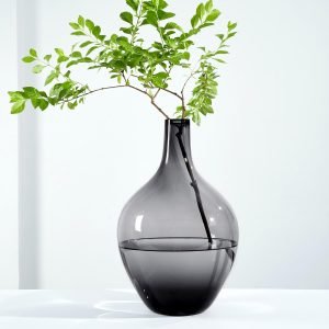 Goodsright Decor Large Glass Vase,Floor Vase Decorative Tall,Black Grey Glass Vase for Flowers, Clear Glass Vase,Decorative Bubble Vase for Farmhouse Home Floor Room Decor,Housewarming Gift,15inch