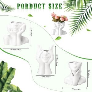 71pWuEIRL2L._AC_SL1500 Goodsright Decor 3 Pcs Ceramic Face Vase Female Form Vase Modern Body Vase Decorative Head Vase Head Half Body Bust Vases Face Flower Vases for Decor Centerpiece Home Bedroom Room Table Shelf Office (White, Large)