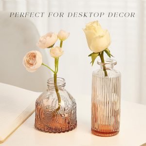 Goodsright Decor Glass Bud Vase Set of 30, Small Flower Vases, Glass Vases for Centerpieces, Vintage Home Table Decorations Bud Vases (30 Pcs, Amber)