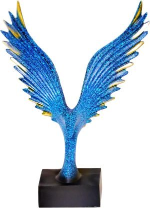 Goodsright Decor Abstract Eagle Sculpture Statue Resin Art Figurine Home Decorations for Living Room Book Shelf TV Bar Cabinet Desk Table Top Ornament (Marble Blue B)