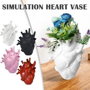 Goodsright Decor Resin Vase Planter, Decorative Heart Vase - Anatomical Heart Tabletop Decorative Craft, Farmhouse Living Room Bedroom Countertop (White,Large)