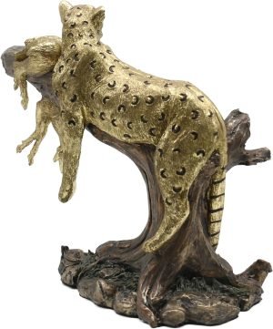 Goodsright Decor Leopard Hunting Antelope Statues, Wild Animal Jaguar Cheetah Figurines Decor, Predator Art Sculptures, Creative Decoration for Living Room Office, Resin 11''