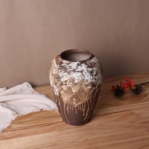 Goodsright Decor Rustic Ceramic Flower Vase Farmhouse Pottery Clay Tall Terracotta Floor Vases for Decorative Centerpiece Home Decor Aesthetic Living Room Bedroom Table Housewarming Gift (M)