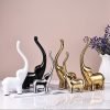Goodsright Decor Exquisite Ceramic Elephant Family Statues: Decorative Elephant Figurines & Sculptures, Perfect for Home Decoration - Available in Elegant Black, White, Silver, and Gold (Assorted)