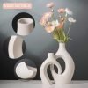 Goodsright Decor Extra Large Hollow Nordic Modern Ceramic Vases Set of 2, Milky White Aesthetic Round Donut Boho ins Style Flower Decorative Vase for Room Home Book Shelf Table Decor (Matte W 8.5" X H 11")