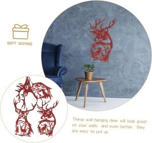 Goodsright Decor 9 Pcs Deer Decoration Metal Elk Wall Art Decor Metal Christmas Wall Art Iron Deer Wall Decor Deer Silhouette Wall Decor Front Door Material (wrought Iron Hanging on The Door