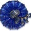 Goodsright Decor Glass | 5" Squat Glass Pumpkin | Handmade Table Top Home D??cor | Outdoor Collectible Sculpture (Cobalt)