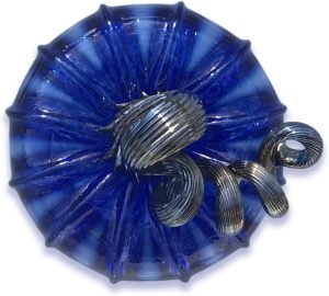 Goodsright Decor Glass | 5" Squat Glass Pumpkin | Handmade Table Top Home D??cor | Outdoor Collectible Sculpture (Cobalt)