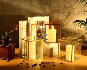 Goodsright Decor Glass Hurricane Candle Holder Set of 6 PCS, 4.9 x 3.9 inches Short and Mini Black Glass Candle Holder for Tea Light