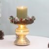 Goodsright Decor Mercury Glass Pillar Candle Pedestal Holders with Lights Set of 2,Candle Holder for Pillar Candle,Candlestick Holders,Perfect Decoration for Wedding Home Dining Table Xmas (Gold)