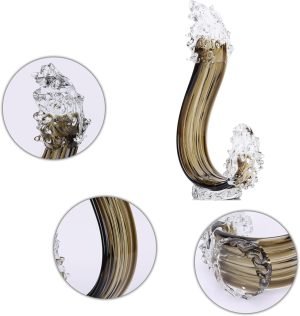 Goodsright Decor Blown Glass Sea Wave Statue, Clear Gray Glass Art Decoration, Abstract Glass Large Statue, Coastal Home Decor, Room, On Shelf, Console, TV Cabinet Home Decoration