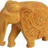 Goodsright Decor Handcrafted Beautifully Designed Wooden Carving Elephant (6 x 7 inches) for Home & Office Decoration
