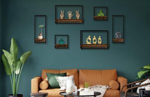 Goodsright Decor 6 Sets Rustic Floating Shelves,Wooden Storage Shelf with Metal Frame, Wall-Mounted Wood Display, Wall Hanging Decor, Home Decor for Living Room, Bedroom, Kitchen, Office