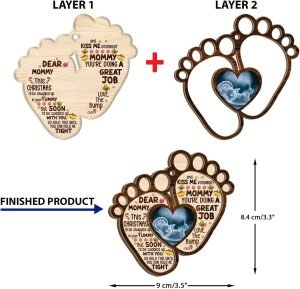 Goodsright Decor Custom Dear Mommy This Christmas I'll Be Snuggled Up in Your Tummy Wooden Christmas Ornament Keepsake, Wooden Ornament, Pack 3