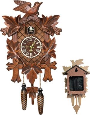 Goodsright Decor Cuckoo Clock with Working Bird Pendulum Wall Clock Wooden Cuckoo Clocks for Wall Coo Coo Clock with Night Mode for Living Room Bedroom Housewarming Gifts, Cuckoo Clock