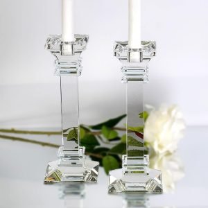 Goodsright Decor Crystal Candle Holders Set of 2-8" Tall Crystal Candlestick Holders - Ultra Elegant & Modern Centerpiece Home D??cor