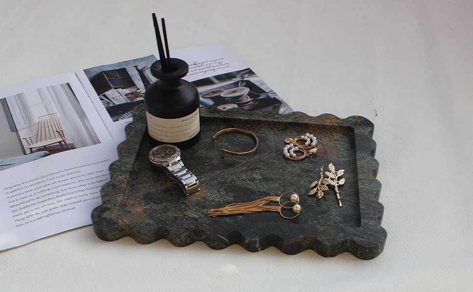 marble scalloped tray