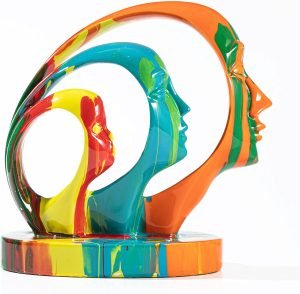 Goodsright Decor Coffee Table Decor Statues and Sculptures, Modern Abstract Art Statue Decorations for Living Room, Colorful Unique Home Decorations(Face)