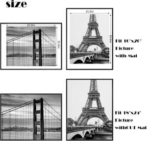 810GUiMfctL._AC_SL1500 Goodsright Decor 18x24 Aluminum Picture Frame Set of 2 - Displays Poster 16x20 with Mat or 18 x 24 without Mat, Black Metal Gallery Frame, Wall Horizontal or Vertical Display - Wall Hook Included