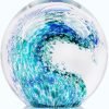 Goodsright Decor Blown Glass Sea Wave Statue, Clear Gray Glass Art Decoration, Abstract Glass Large Statue, Coastal Home Decor, Room, On Shelf, Console, TV Cabinet Home Decoration