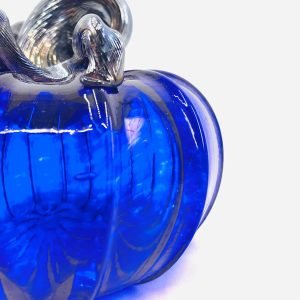 Goodsright Decor Glass | 5" Squat Glass Pumpkin | Handmade Table Top Home D??cor | Outdoor Collectible Sculpture (Cobalt)