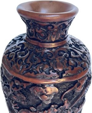 Goodsright Decor Chinese Dragon Vase - Handmade Decorative Oriental Sculptural Vase for Flowers - Feng Shui Asian Art - Resin, 9.5 Inches (Brown)