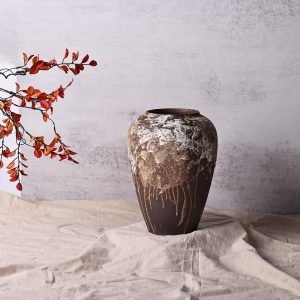 Goodsright Decor Rustic Ceramic Flower Vase Farmhouse Pottery Clay Tall Terracotta Floor Vases for Decorative Centerpiece Home Decor Aesthetic Living Room Bedroom Table Housewarming Gift (M)