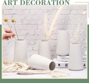 Goodsright Decor Set of 10 White Vases for Decor White Ceramic Vases for Home Wedding Boho Vases Modern Ceramic Vases for Pampas Grass Minimalist Farmhouse Decor Vases Office Table (Modern,3.4 x 5.9 in)