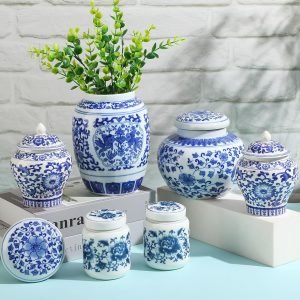 Goodsright Decor Set of 6 Small Blue and White Porcelain Vases Marble Vases Blue Chinoiserie Decor Gifts Ceramic Flower Vases Porcelain Classic Decor for Home Table Centerpieces Bookshelf(Fresh)