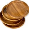 Goodsright Decor Acacia Wood Plates, Handcrafted, Durable, Shatter-Proof, Set of 4, for Dining Platters ?C Eco-Friendly, Natural, Sustainable, Rustic, Beautiful Wood Grains, 12" Diameter