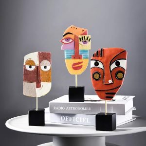 Goodsright Decor 4 PCS - Handcrafted Statues Resin Abstract Sculpture for Home Decor Modern,African Art Tribal Figurines Decorations Items Accents Influencer Picks for Bookshelf,TV Stand,Living Room,Nightstand