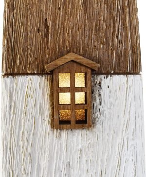 Goodsright Decor Wooden Lighthouse with Lights Nautical Tabletop Figurine Beach Themed Ornaments - Lighted Tower Light Wood Home D??cor Party Decoration (Brown)