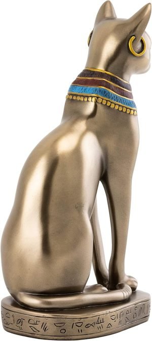 Goodsright Decor Top Collection Goddess Bastet Statue - Ancient Egyptian Goddess of Protection Sculpture in Premium Cold Cast Bronze - 8-Inch Collectible Fertility Cat Figurine