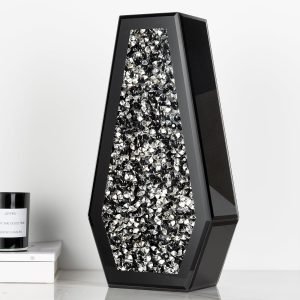 Goodsright Decor Crushed Diamond Mirrored Flower Vase Large Glass Vase Modern Crystal Decorative Mirror Vases Stunning Luxury Tall Floor Vase for Centerpieces Flowers Home Decor, Silver, 14" H. Can??t Hold Water.