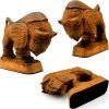 Goodsright Decor Hand-Carved Wooden Bison Statue - Artistic Wood Figurine of The American Buffalo - Collectible Wildlife Accent for Home Decor - Natural Brown Finish, 5.2 Inches