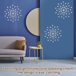 Goodsright Decor 3Pack Rhinestone Starburst Wall Decor Dia 17in Bling Diamond Decorative Sunburst Metal Iron Art Wall Hanging Sculptures for Living Room Bedroom Dining Room(Silver)