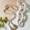 Goodsright Decor Decorative Wood Chain Link and Bead Garland Set | Hand Carved Pine Wood Chain Decor | Modern Farmhouse Decor Set | Aesthetic Room Decor | Boho Decorations for Living Room Bedroom Entryway l Brown