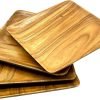 81Ea_uQPBxL._AC_SL1500 Goodsright Decor Acacia Wood Dinner Plates - Rustic, Eco-Friendly Square Set of 4 Durable Wooden Plates for Dining, Handmade Unique, Natural, Sustainable Dinnerware, Size: 10" x 10"