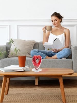 Goodsright Decor Dale Tiffany AS21274 Art Glass Sculpture 7" Tall Handcrafted Murano-Style Sculpture, Rossa Heart, Red