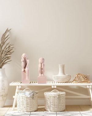 Goodsright Decor Ceramic Inspirational Statues, Handcrafted Premium Personalized Mother and Child Sculpture, Pink Ceramic Ornament, Modern Abstract Retro Small Decoration for The Living Room, Gift, Set of 2